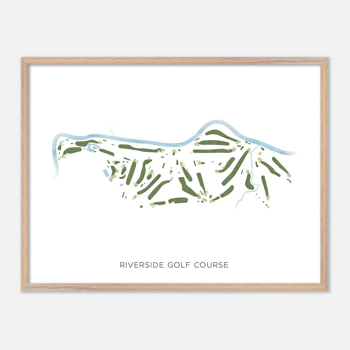 Riverside Golf Course Modern Fairway Golf Course Layout Map Poster