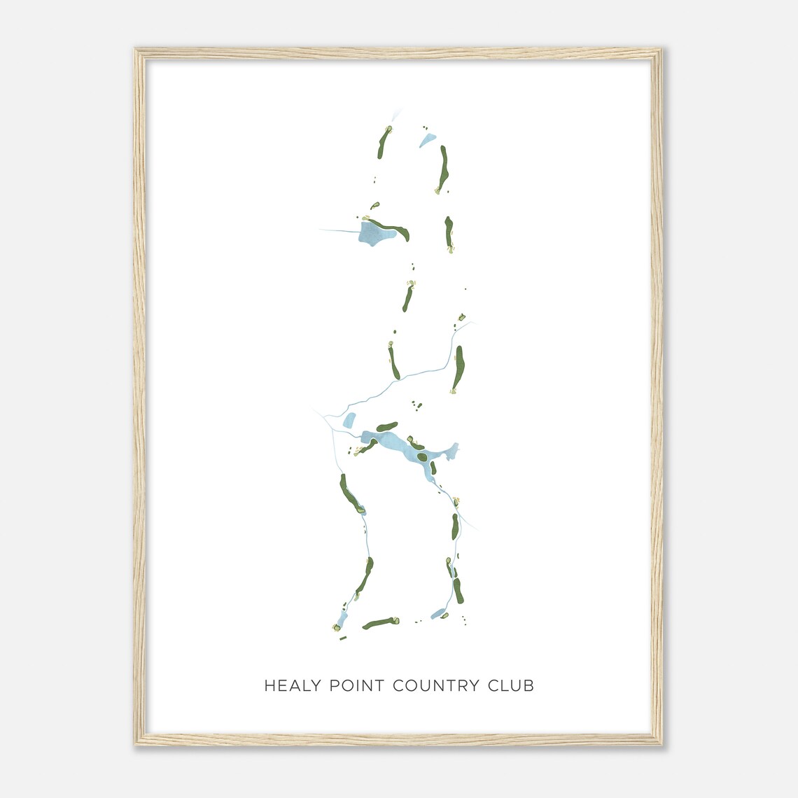 Healy Point Country Club Georgia Modern Watercolor Map Poster