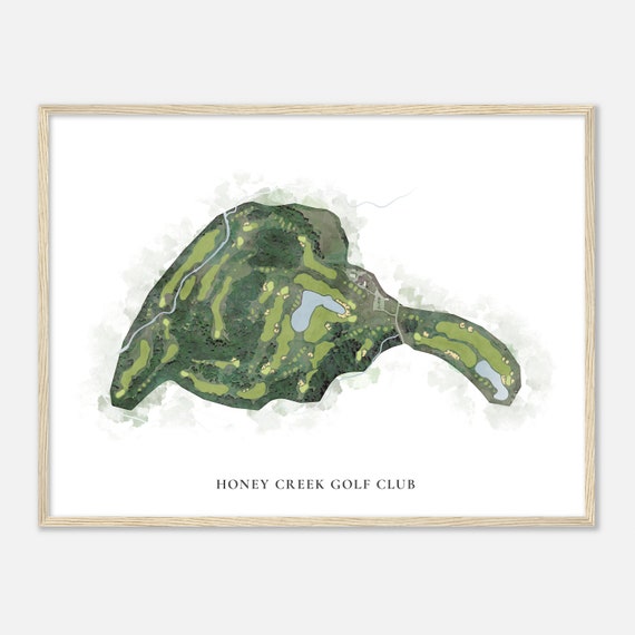 Honey Creek Golf Club Iowa Classic Watercolor Map Golfer Gift Golf Wall Art Golf Poster Print Course Layout