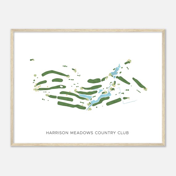 Harrison Meadows Country Club New York Modern Watercolor Map Golfer Gift Golf Wall Art Golf Poster Print Course Layout