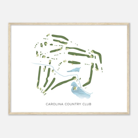 Carolina Country Club North Carolina Modern Watercolor Map Golfer Gift Golf Wall Art Golf Poster Print Course Layout