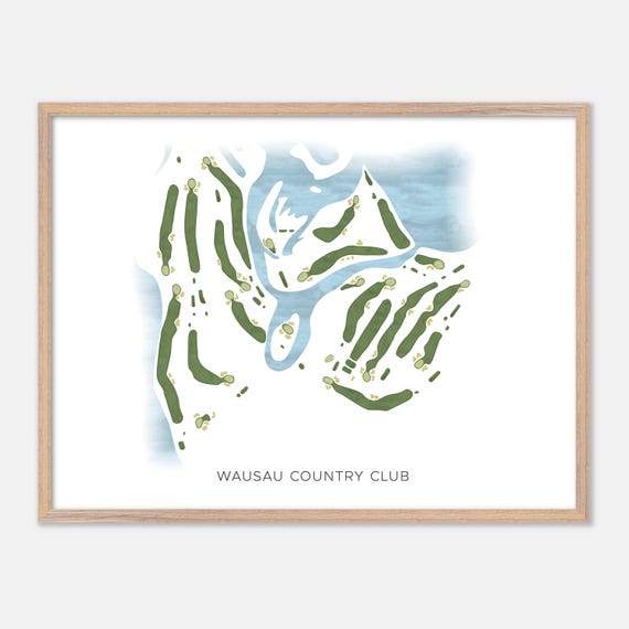 Wausau Country Club In Schofield Wisconsin Modern Watercolor Map Golfer Gift Golf Wall Art Golf Poster Print Course Layout