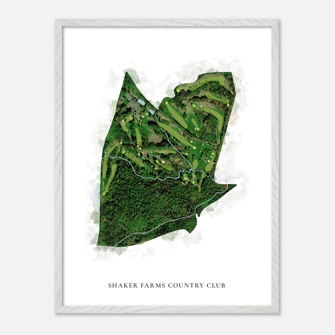 Shaker Farms Country Club Classic Aerial Watercolor Golf Map Poster - Image 2