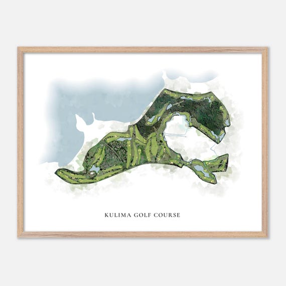 Kulima Golf Course In Kahuku Hawaii Classic Watercolor Map Golfer Gift Golf Wall Art Golf Poster Print Course Layout