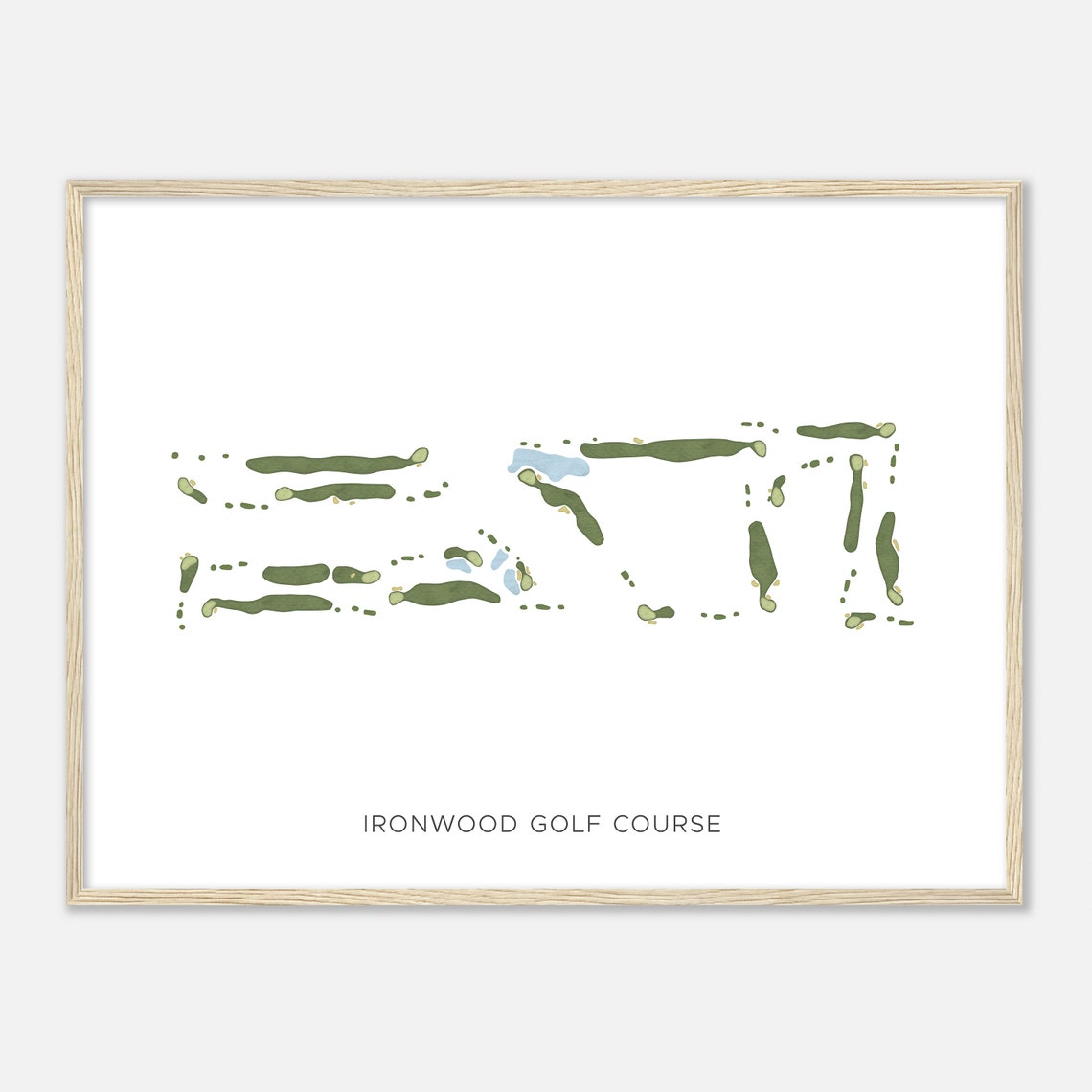 Ironwood Golf Course Modern Minimalist Course Map Golfer Gift Poster