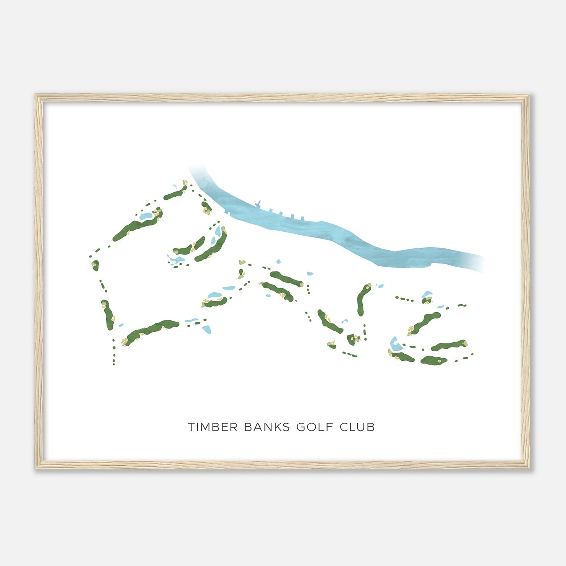 Timber Banks Golf Club Modern Watercolor Golf Course Map Art Poster - Image 2
