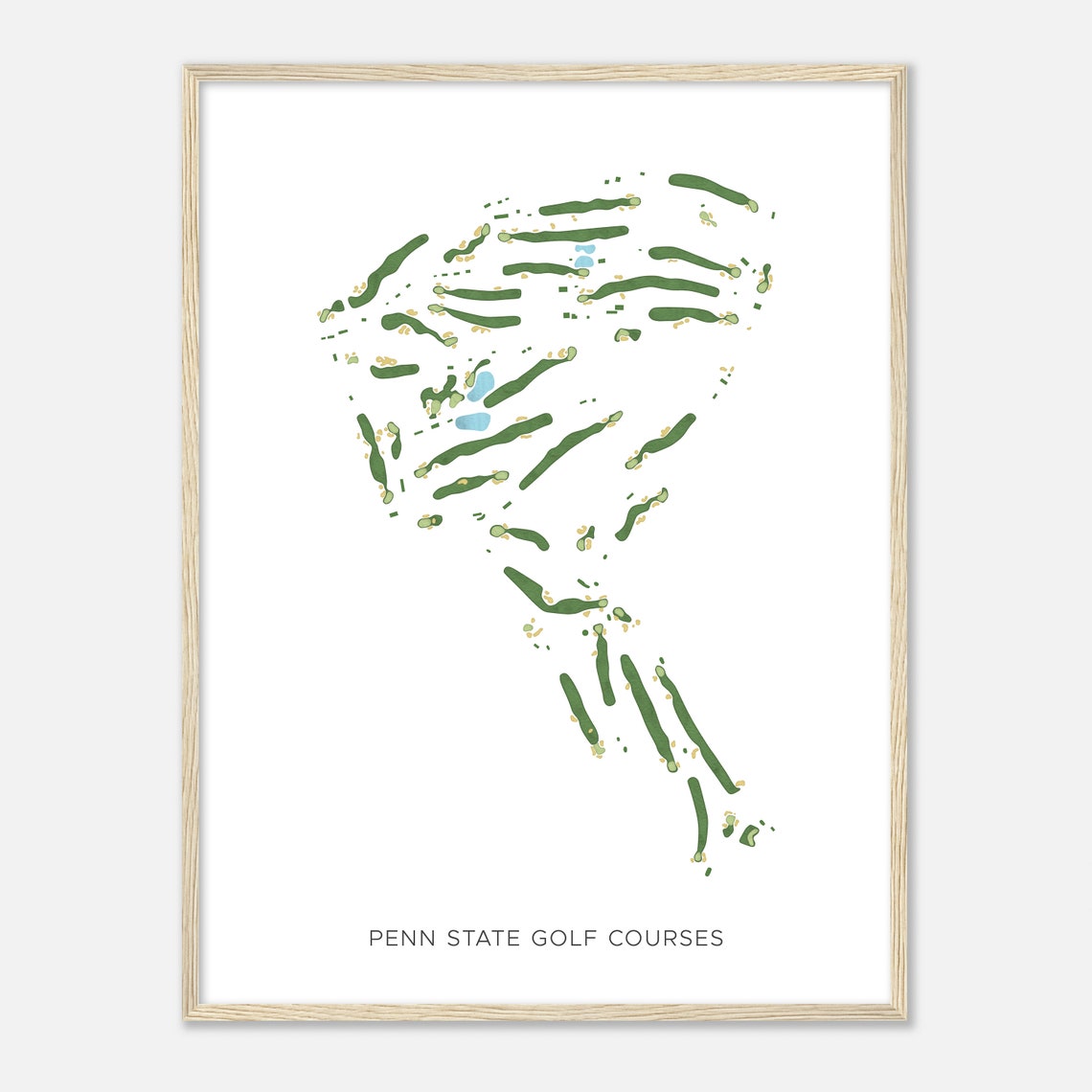 Penn State Golf Courses Modern Minimalist Golf Course Map Poster