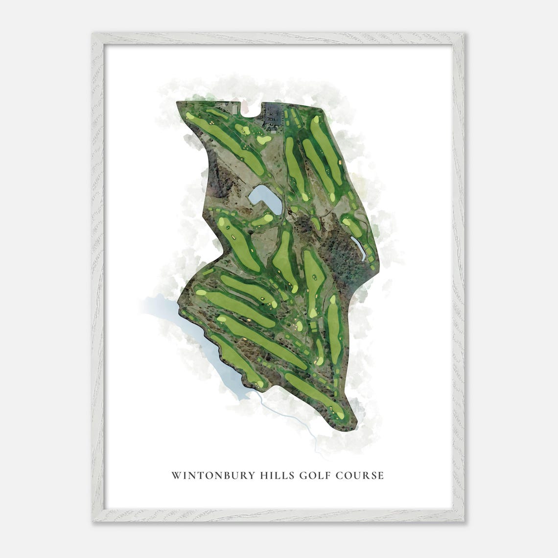 Wintonbury Hills Golf Course Watercolor Aerial Layout Map Poster - Image 2