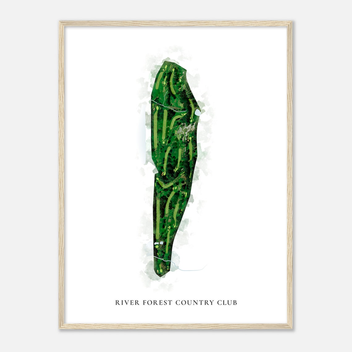 River Forest Country Club Watercolor Aerial Course Map Poster - Image 2