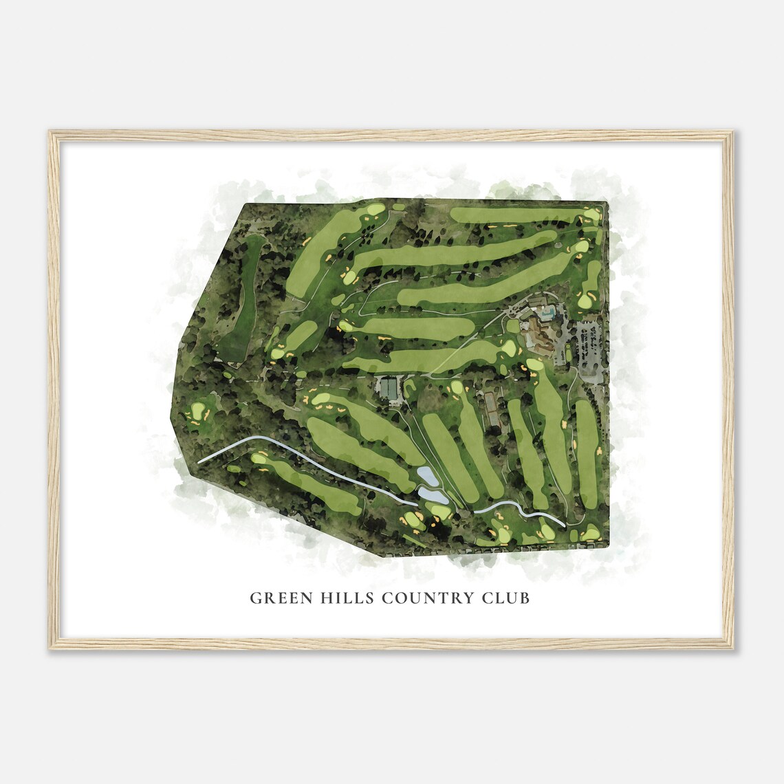 Green Hills Country Club California Classic Watercolor Golf Map Print