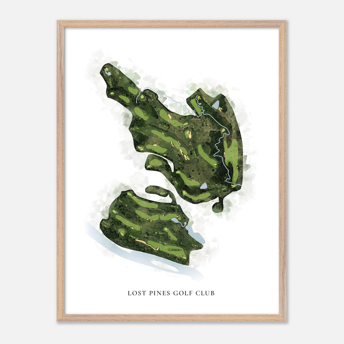 Lost Pines Golf Club Lost Pines Texas Classic Watercolor Map Poster - Image 2