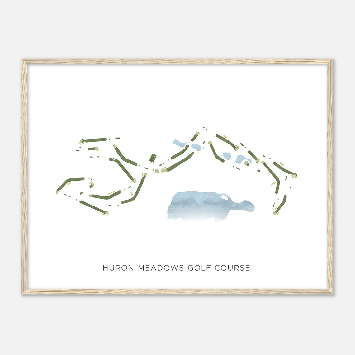 Huron Meadows Golf Course Michigan Modern Watercolor Map Golfer Gift Golf Wall Art Golf Poster Print Course Layout