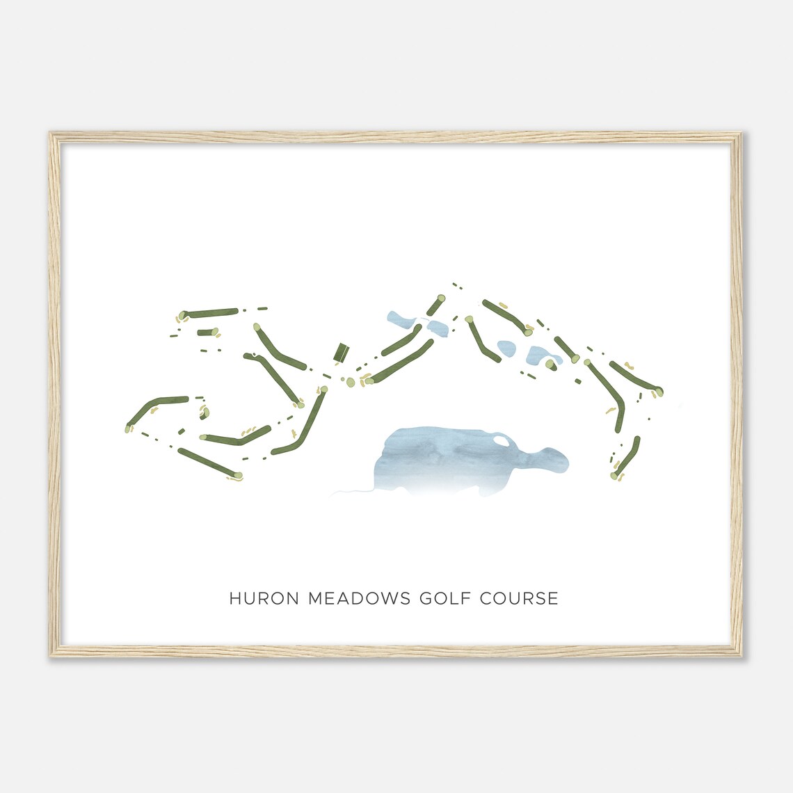 Huron Meadows Golf Course Watercolor Course Map Golfer Gift Poster