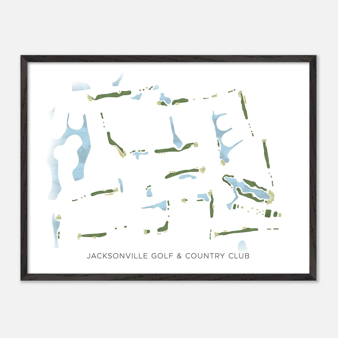 Jacksonville Golf Country Club Modern Watercolor Course Map Poster - Image 5