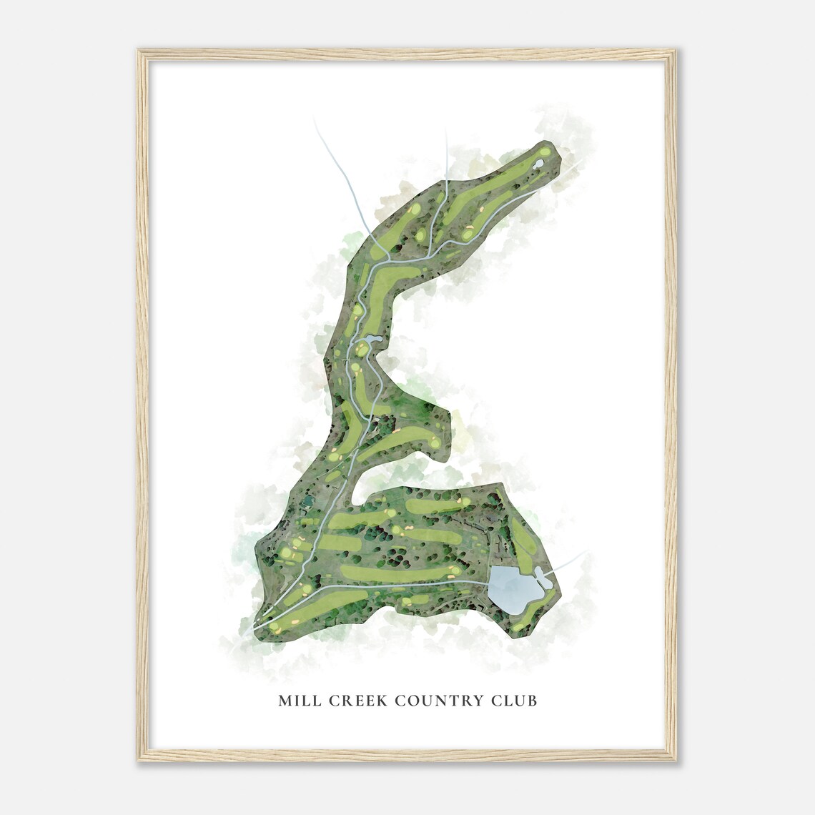 Mill Creek Country Club North Carolina Watercolor Map Poster