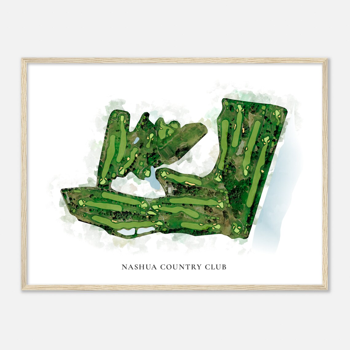 Nashua Country Club Classic Watercolor Golf Course Map Art Poster - Image 2