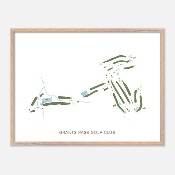 Grants Pass Golf Club In Grants Pass Oregon Modern Watercolor Map Golfer Gift Golf Wall Art Golf Poster Print Course Layout