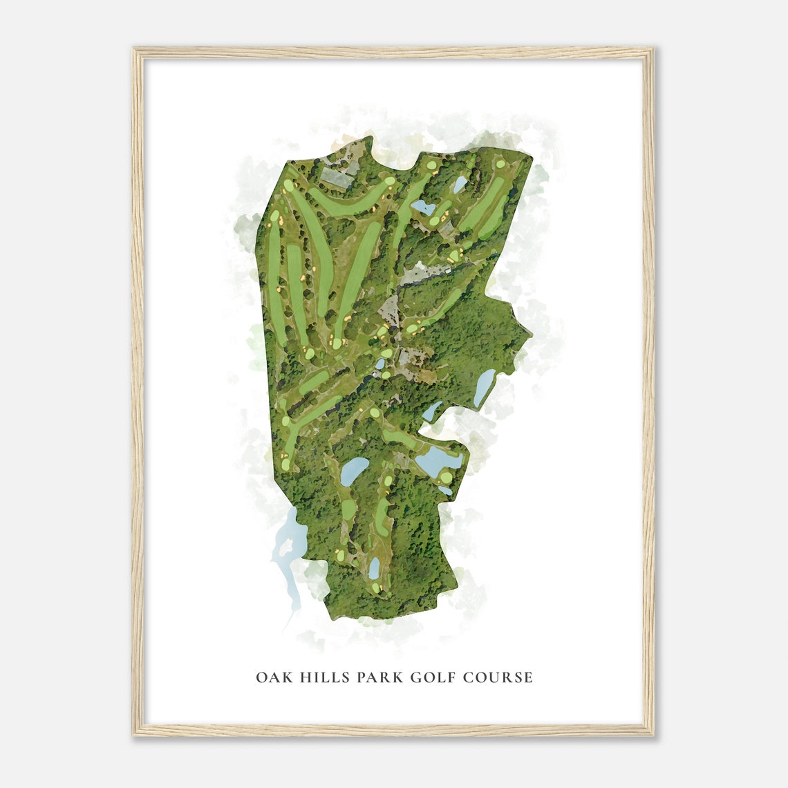 Oak Hills Park Golf Course Connecticut Classic Watercolor Map Poster - Image 2