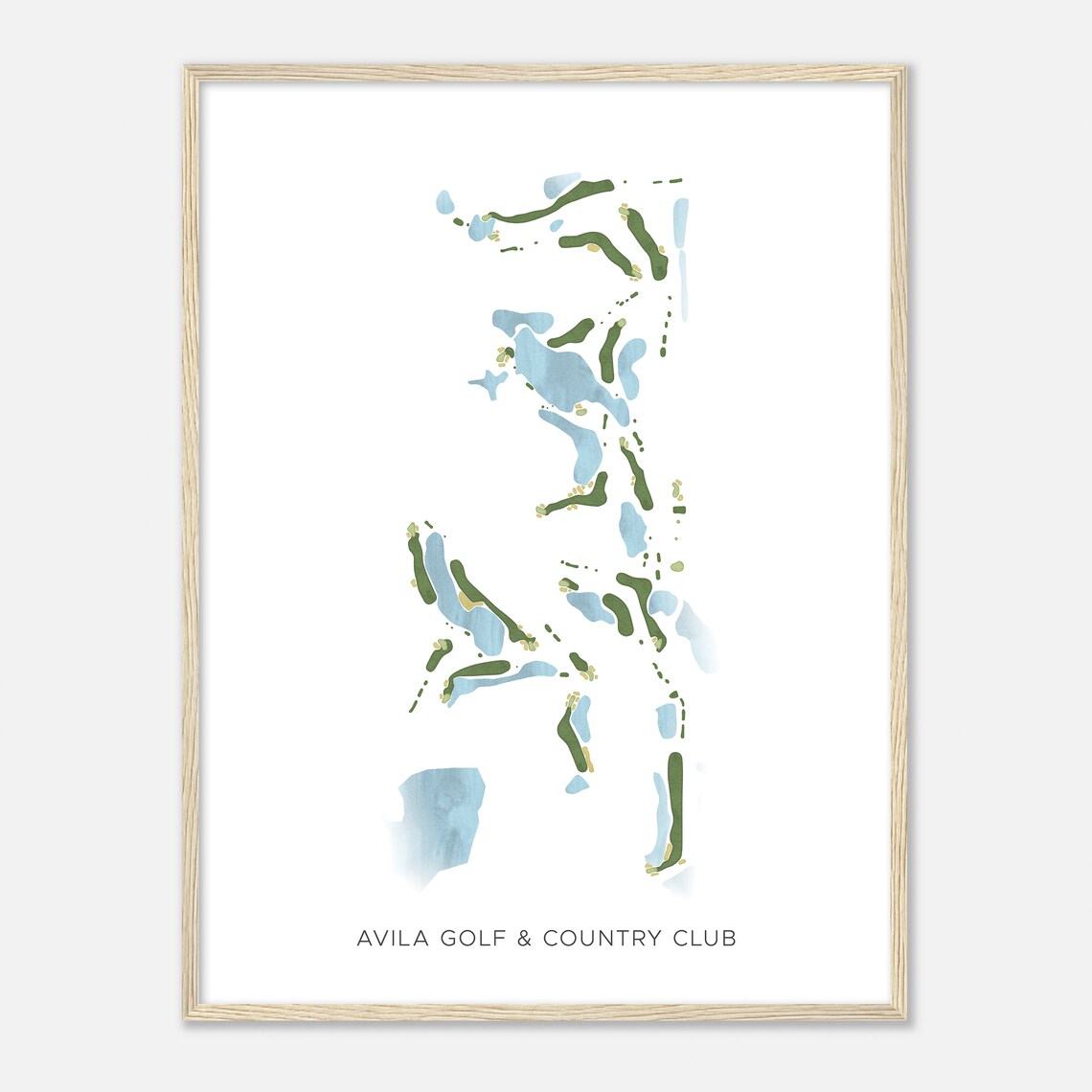 Avila Golf and Country Club Florida Modern Watercolor Map Poster - Image 2