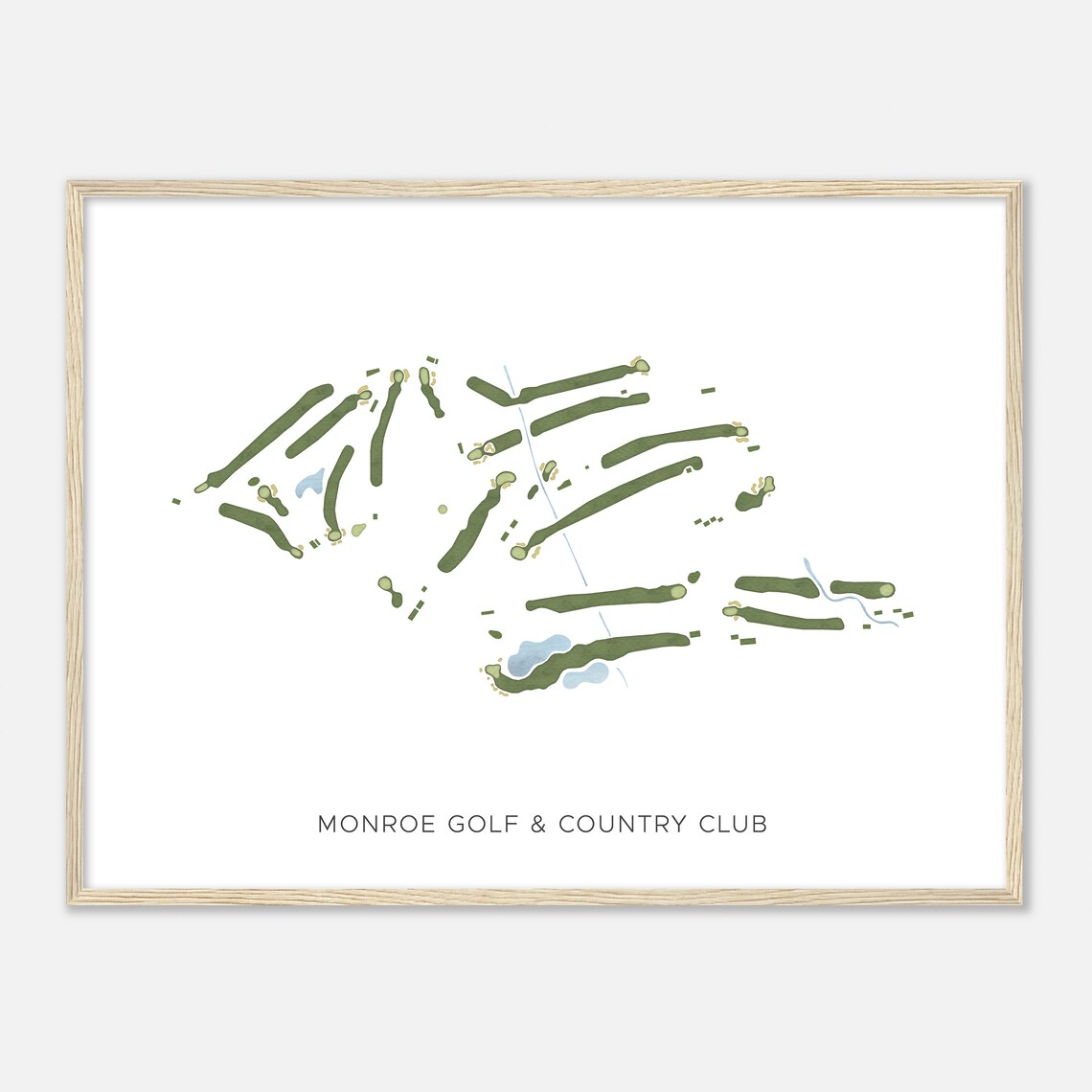 Monroe Golf and Country Club Modern Watercolor Course Map Art Poster - Image 2