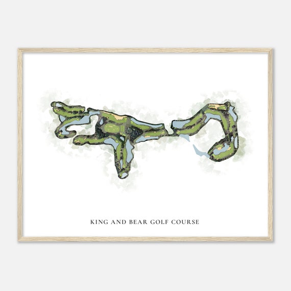 King And Bear Golf Course Florida Classic Watercolor Map Golfer Gift Golf Wall Art Golf Poster Print Course Layout