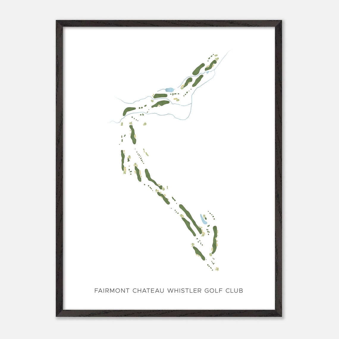 Fairmont Chateau Whistler Golf Club Modern Minimalist Watercolor Golf Map Poster - Image 2