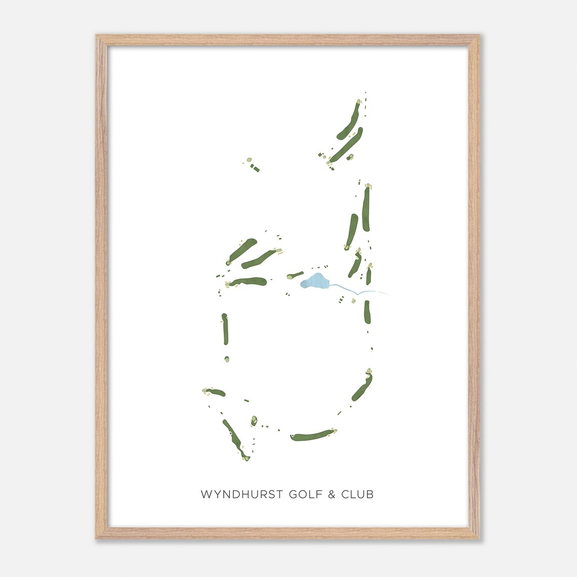 Wyndhurst Golf and Club Minimalist Green Watercolor Map Wall Art - Image 2