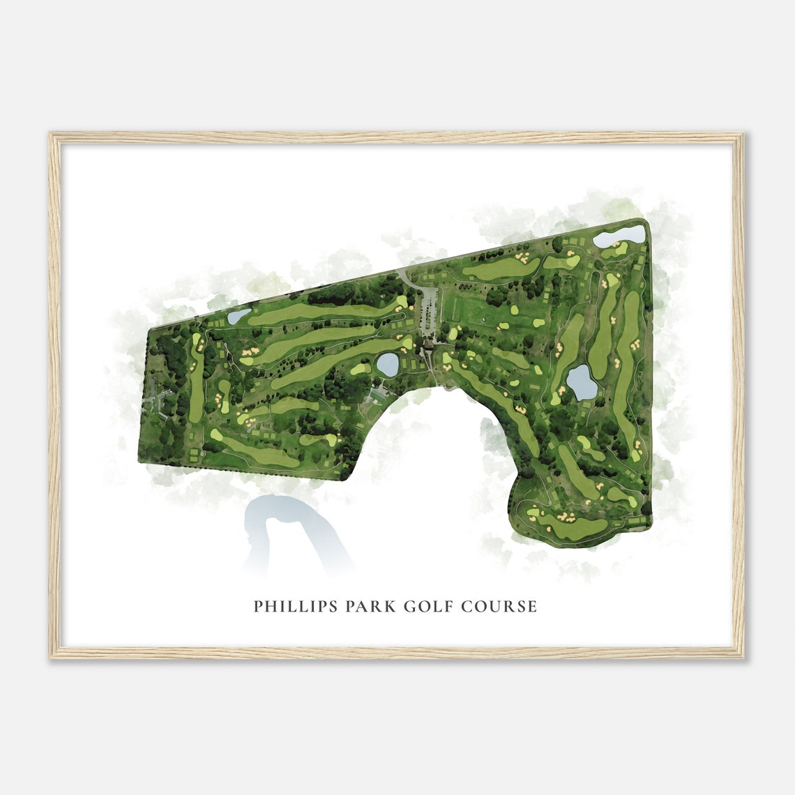 Phillips Park Golf Course Illinois Classic Watercolor Map Golfer Gift Golf Wall Art Golf Poster Print Course Layout - Image 2