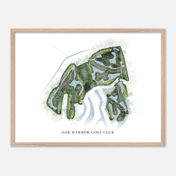 Oak Harbor Golf Club In Slidell Louisiana Classic Watercolor Map Golfer Gift Golf Wall Art Golf Poster Print Course Layout