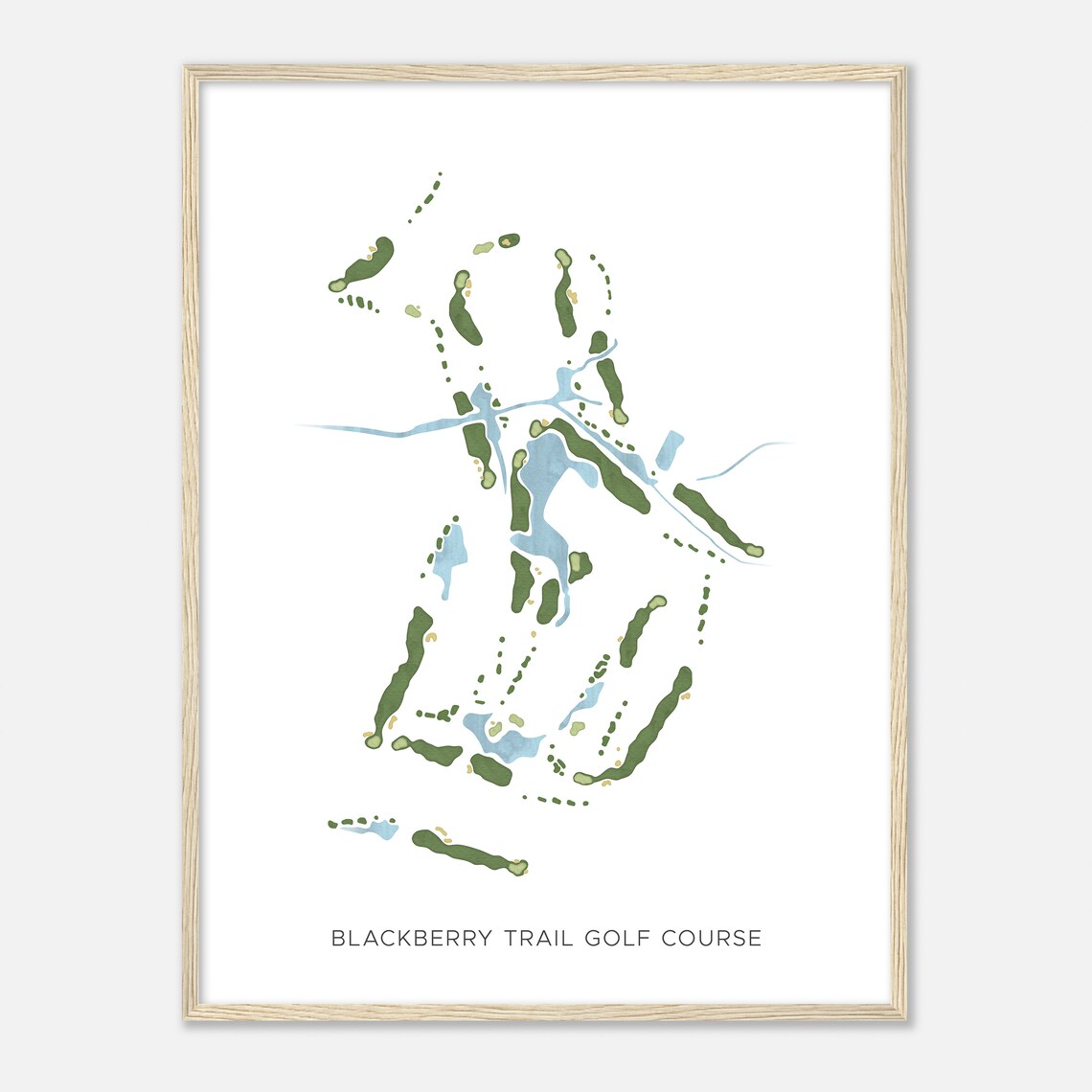 Blackberry Trail Golf Course Alabama Modern Watercolor Course Map Poster