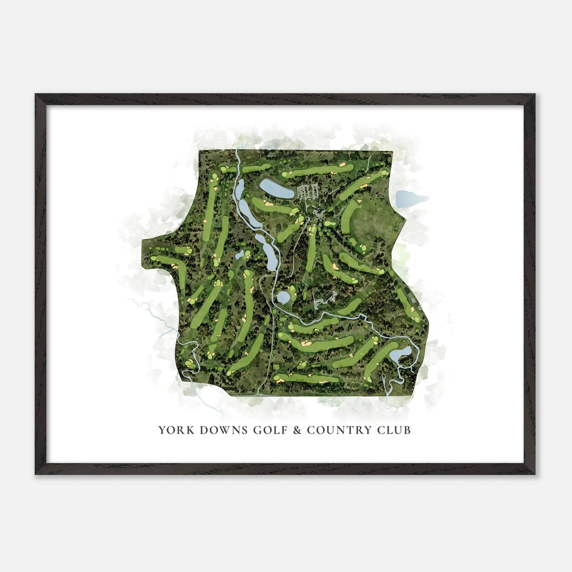 York Downs Golf & Country Club Classic Aerial Watercolor Golf Map Poster - Image 4