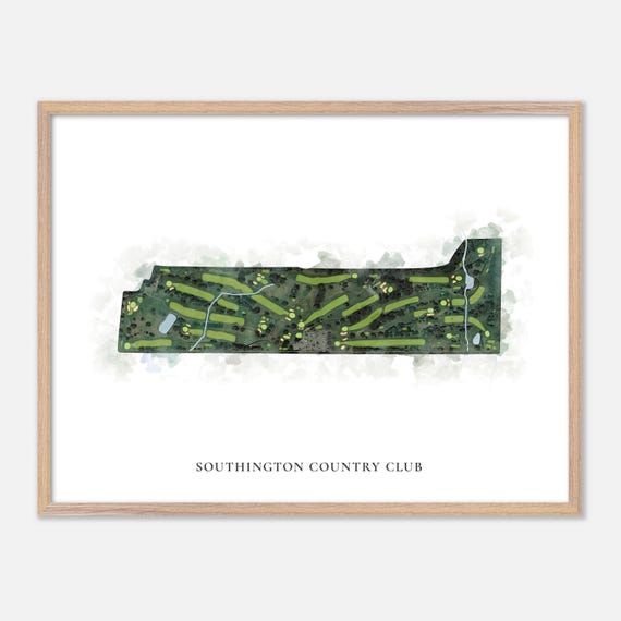 Southington Country Club In Plantsville Connecticut Classic Watercolor Map Golfer Gift Golf Wall Art Golf Poster Print Course Layout