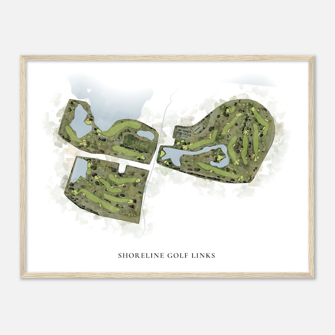Shoreline Golf Links California Detailed Watercolor Course Map Poster
