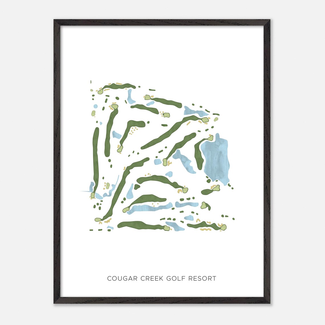 Cougar Creek Golf Resort Carvel Canada Modern Watercolor Golf Map Poster - Image 2