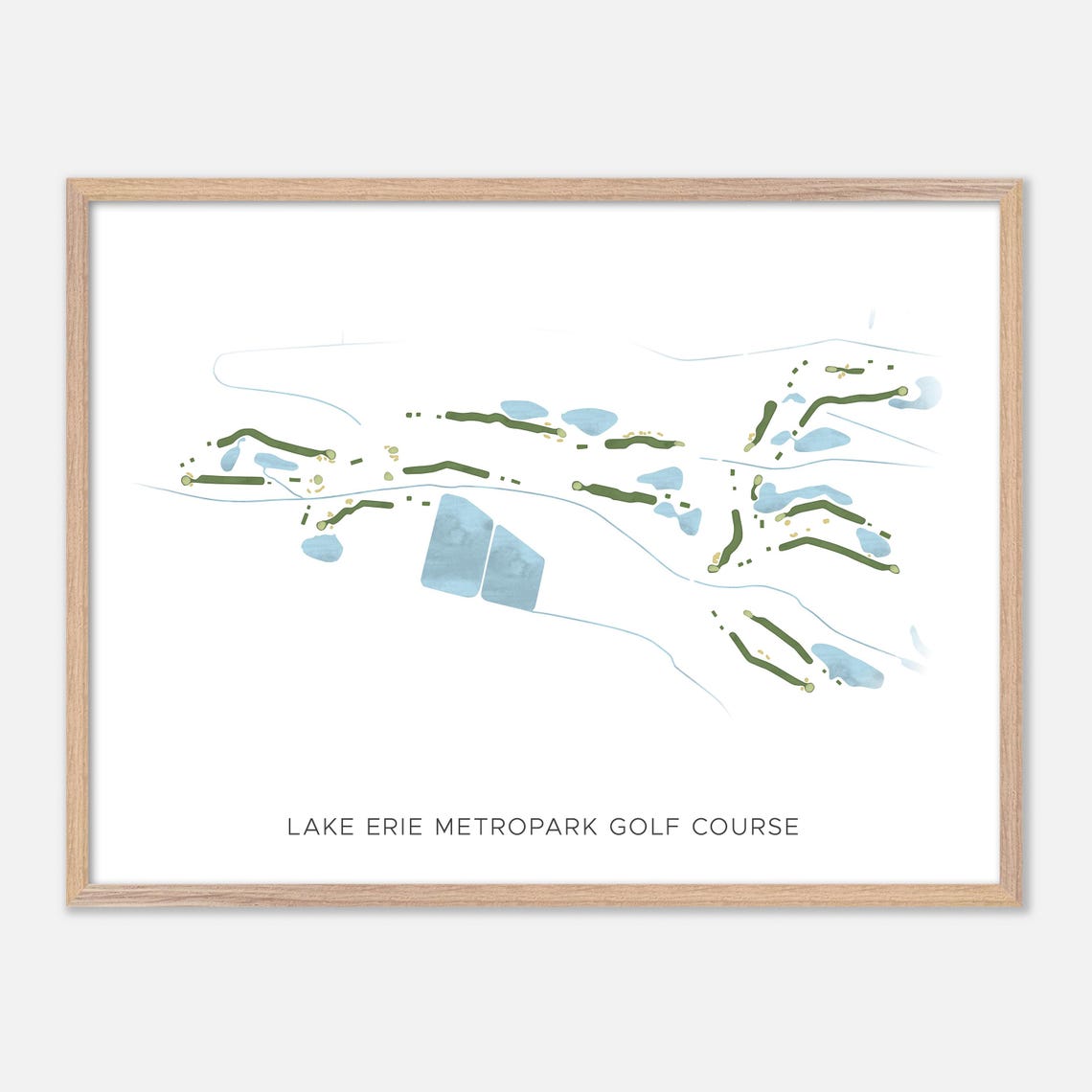 Lake Erie Metropark Golf Course Michigan Modern Watercolor Map Poster