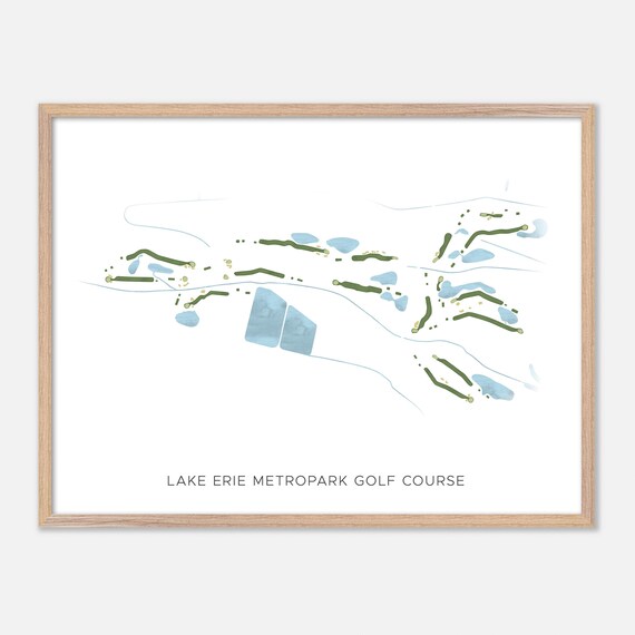 Lake Erie Metropark Golf Course Michigan Modern Watercolor Map Poster