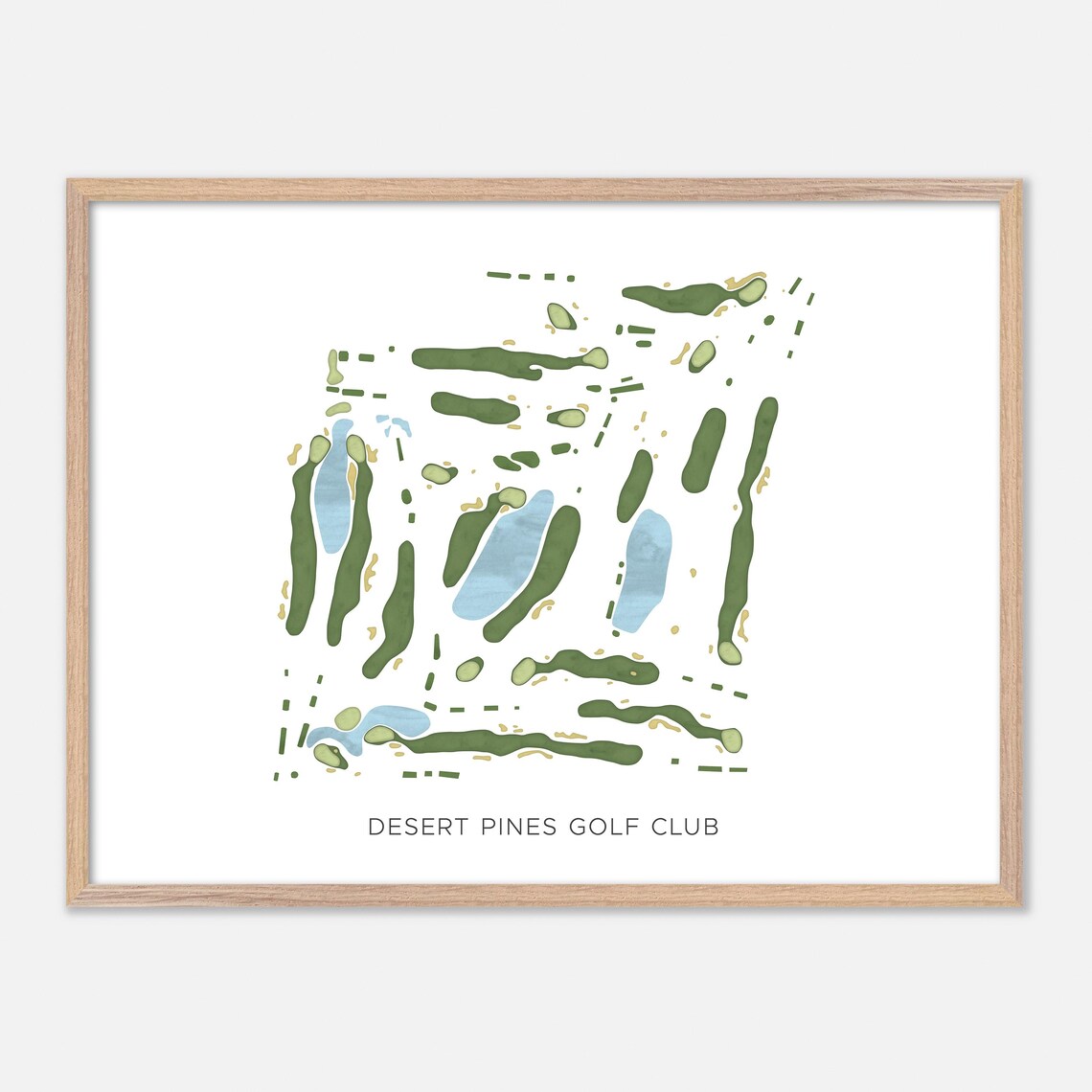 Desert Pines Golf Club Nevada Watercolor Course Layout Map Poster