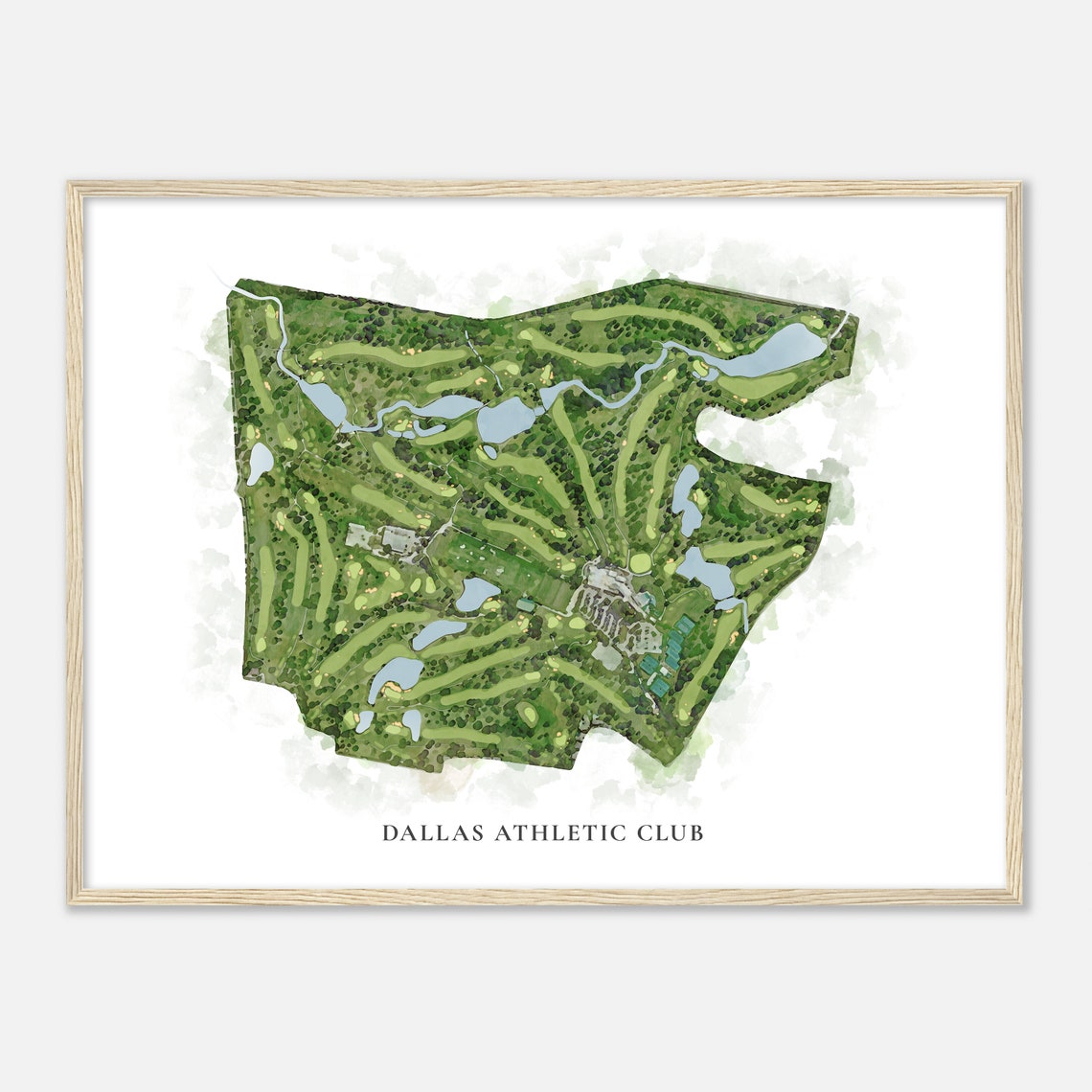 Dallas Athletic Club Texas Classic Watercolor Map Golfer Gift Golf Wall Art Golf Poster Print Course Layout - Image 2