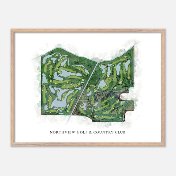 Northview Golf Country Club In Surrey Canada Classic Watercolor Map Golfer Gift Golf Wall Art Golf Poster Print Course Layout