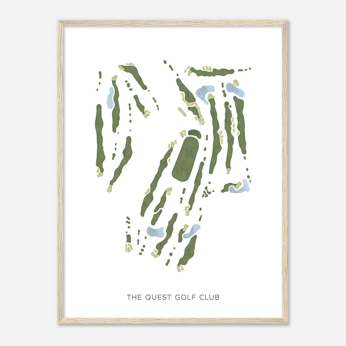 The Quest Golf Club Michigan Modern Watercolor Course Map Poster - Image 2