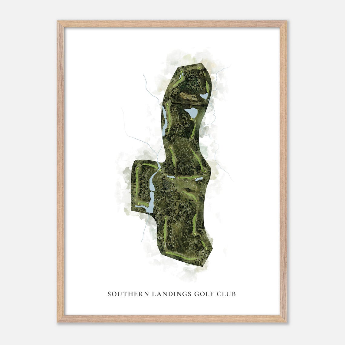 Southern Landings Golf Club Classic Watercolor Course Map Poster - Image 6