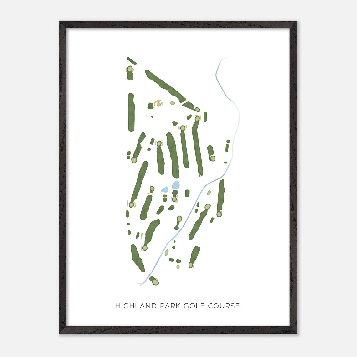 Highland Park Golf Course Modern Minimalist Fairway Map Poster - Image 3