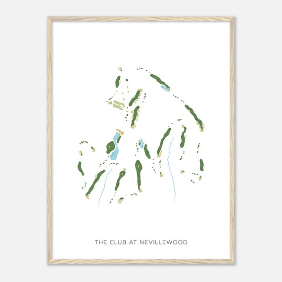 The Club At Nevillewood Pennsylvania Modern Watercolor Map Golfer Gift Golf Wall Art Golf Poster Print Course Layout