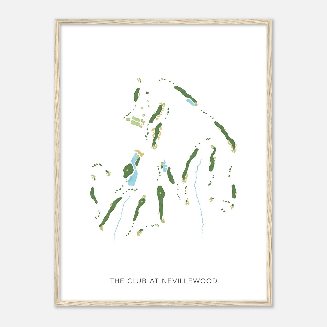 The Club at Nevillewood Pennsylvania Modern Watercolor Golf Map Poster