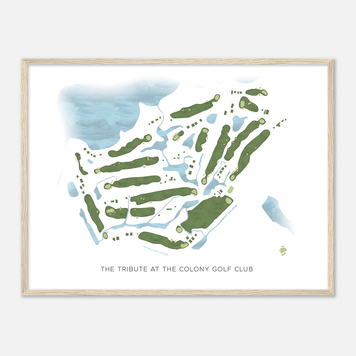 The Tribute at the Colony Golf Club Texas Modern Watercolor Golf Map Poster - Image 2
