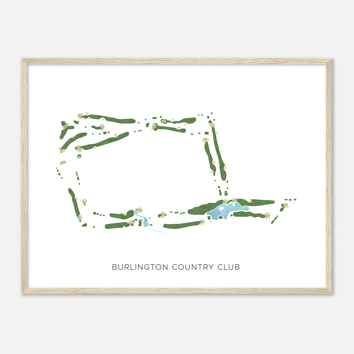 Burlington Country Club Watercolor Golf Course Map Poster Gift - Image 2