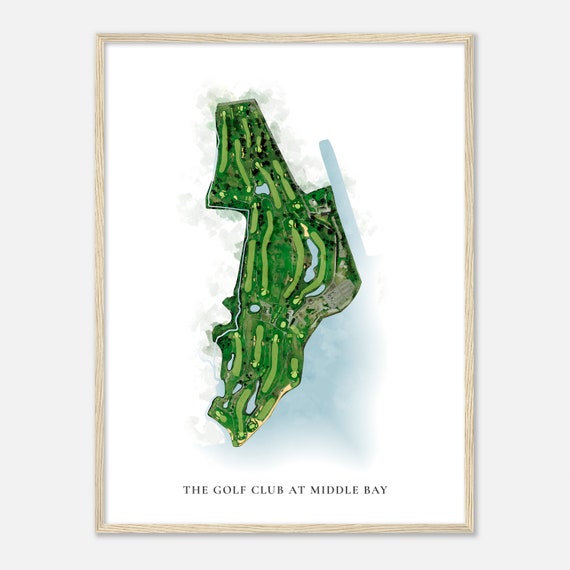 The Golf Club At Middle Bay New York Classic Watercolor Map Golfer Gift Golf Wall Art Golf Poster Print Course Layout