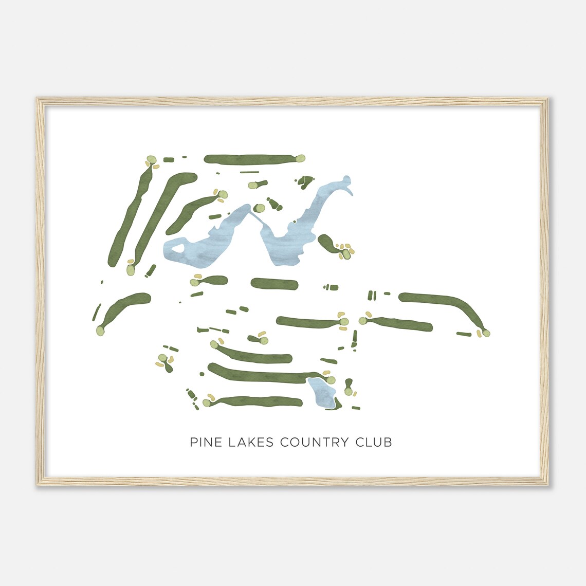 Pine Lakes Country Club Watercolor Course Map Golfer Gift Poster - Image 2
