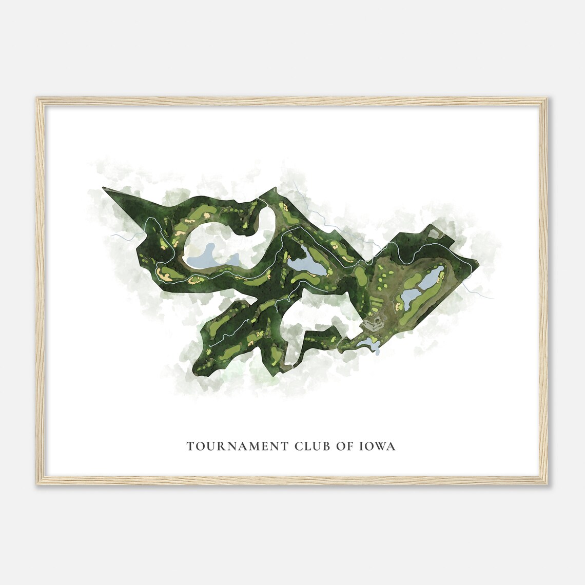 Tournament Club of Iowa Watercolor Aerial Golf Course Map Poster