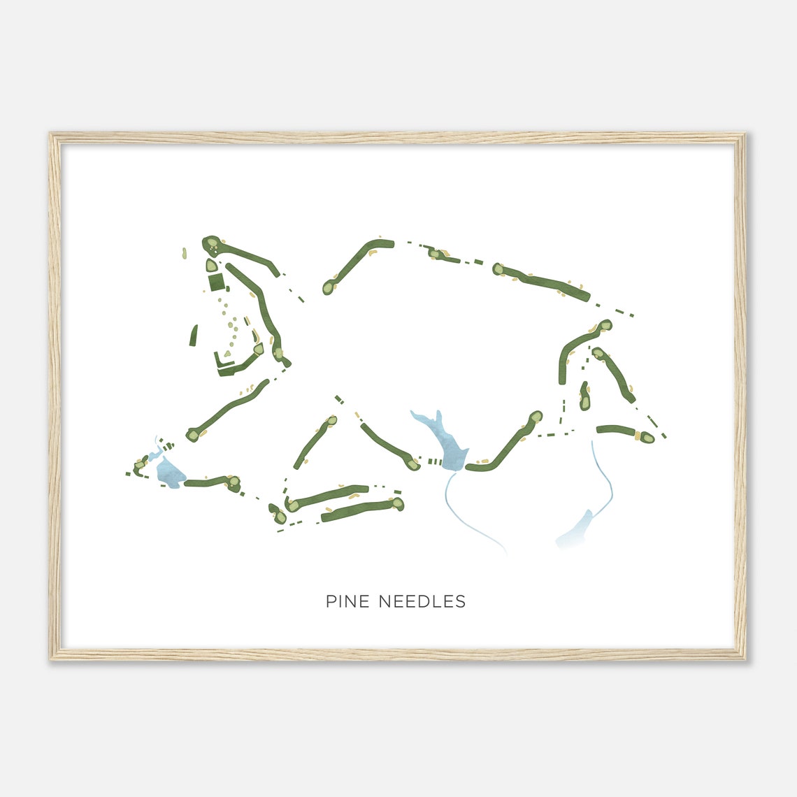 Pine Needles Beautiful Minimalist Fairway Line Map Art Poster - Image 2